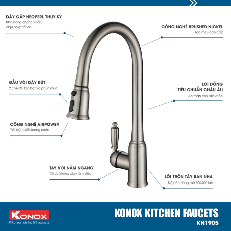 Vòi rửa bát - Kitchen Faucet Konox Model KN1905
