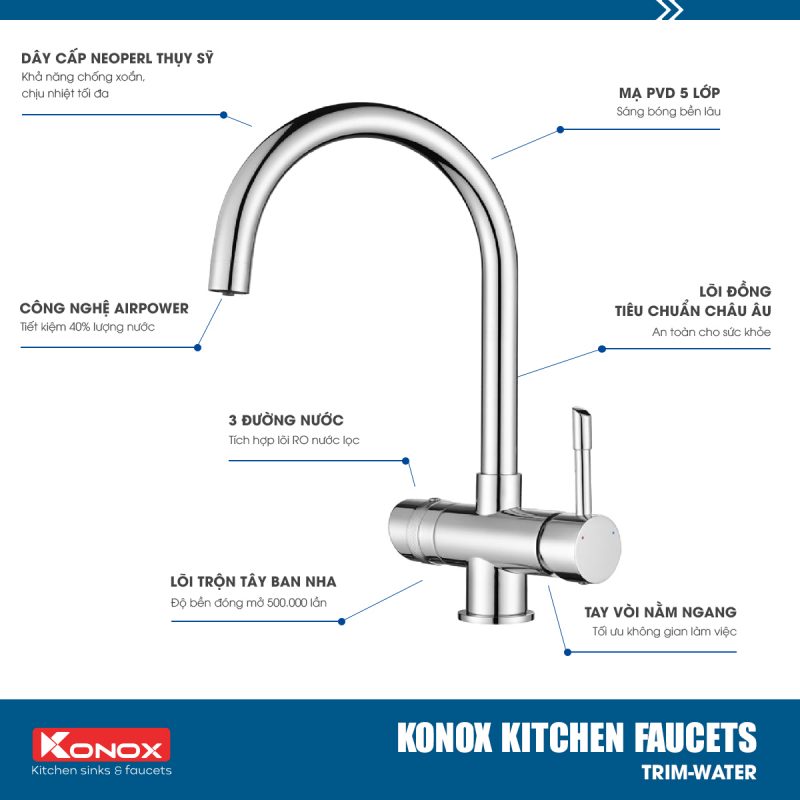 Vòi rửa bát - Kitchen Faucet Konox Model TRIM-WATER