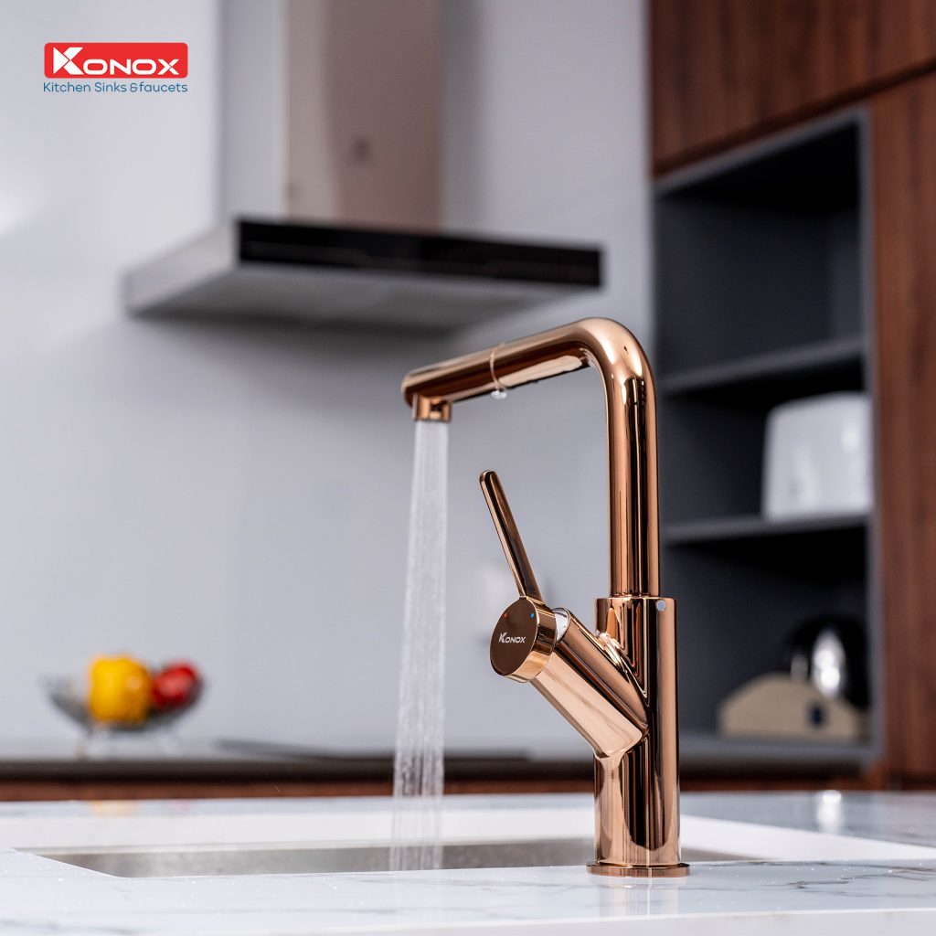 Vòi rửa bát dây rút Artan rose gold