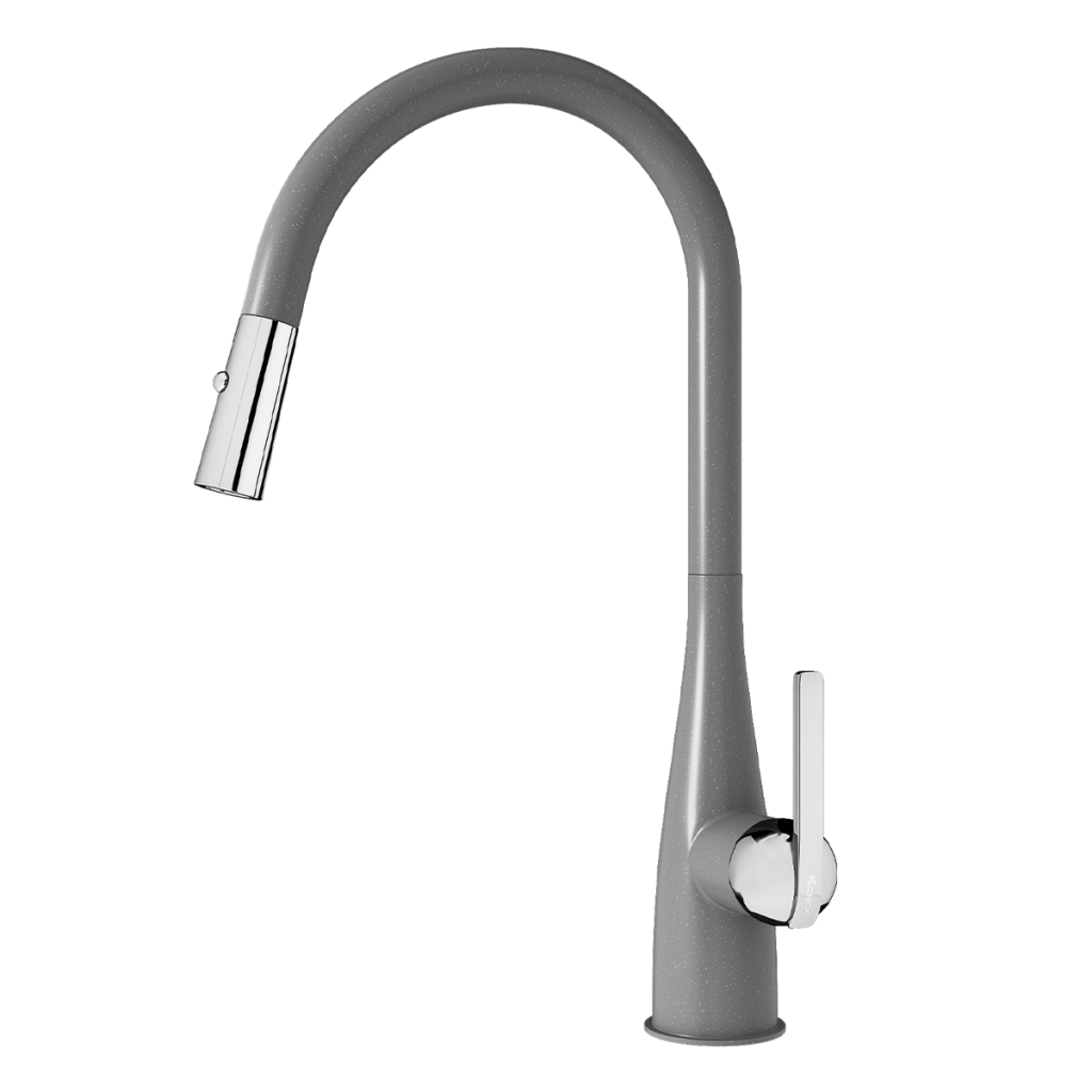 vòi rửa bát rút dây Curva mạ vân đá Grey