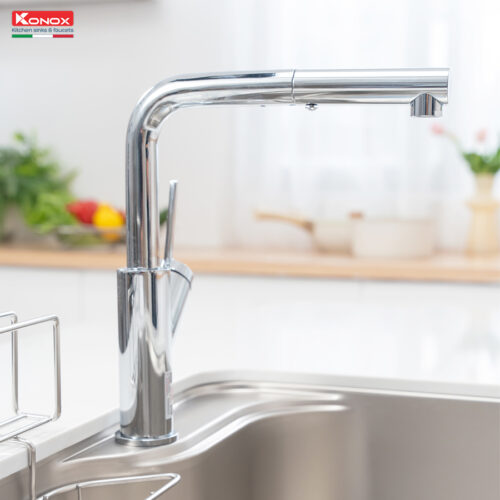 Vòi rửa bát dây rút Konox Artan Chome