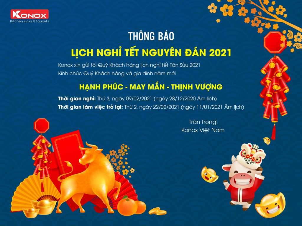Thông báo lịch nghỉ Tết Nguyên Đán Tân Sửu 2021