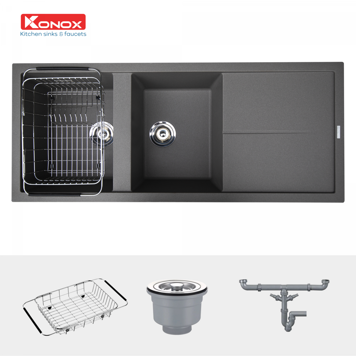 konox chậu rửa bát granite series livello 1160 Grey