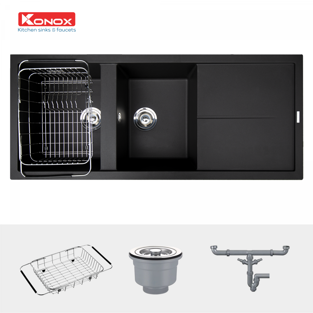 konox chậu rửa bát granite series livello 1160 black