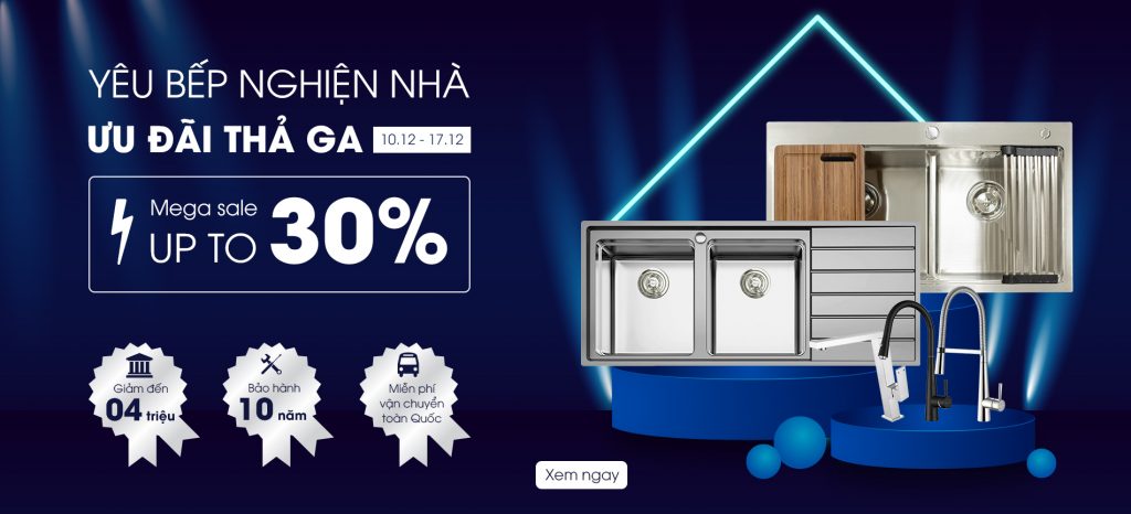 yêu bếp nghiện nhà - ưu đãi chậu vòi rửa bát thả ga