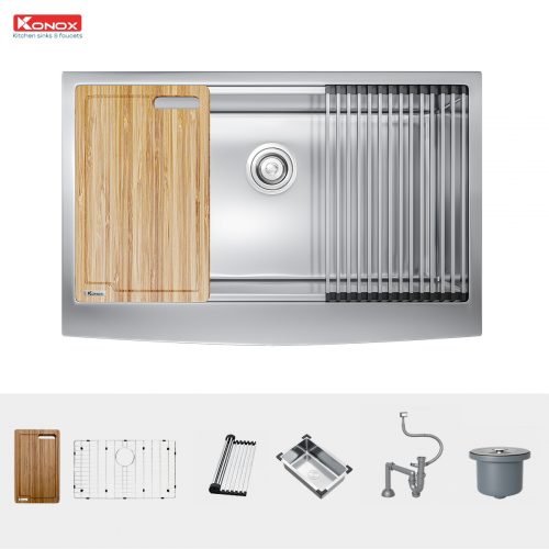 Chậu rửa bát Workstation Sink Apron Sink KN8051AS Curve và phụ kiện
