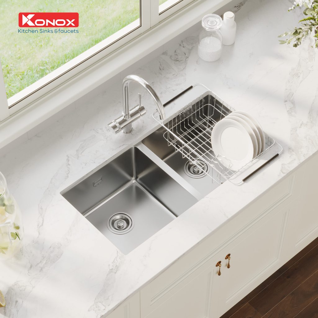 chậu rửa bát 2 hố inox 304