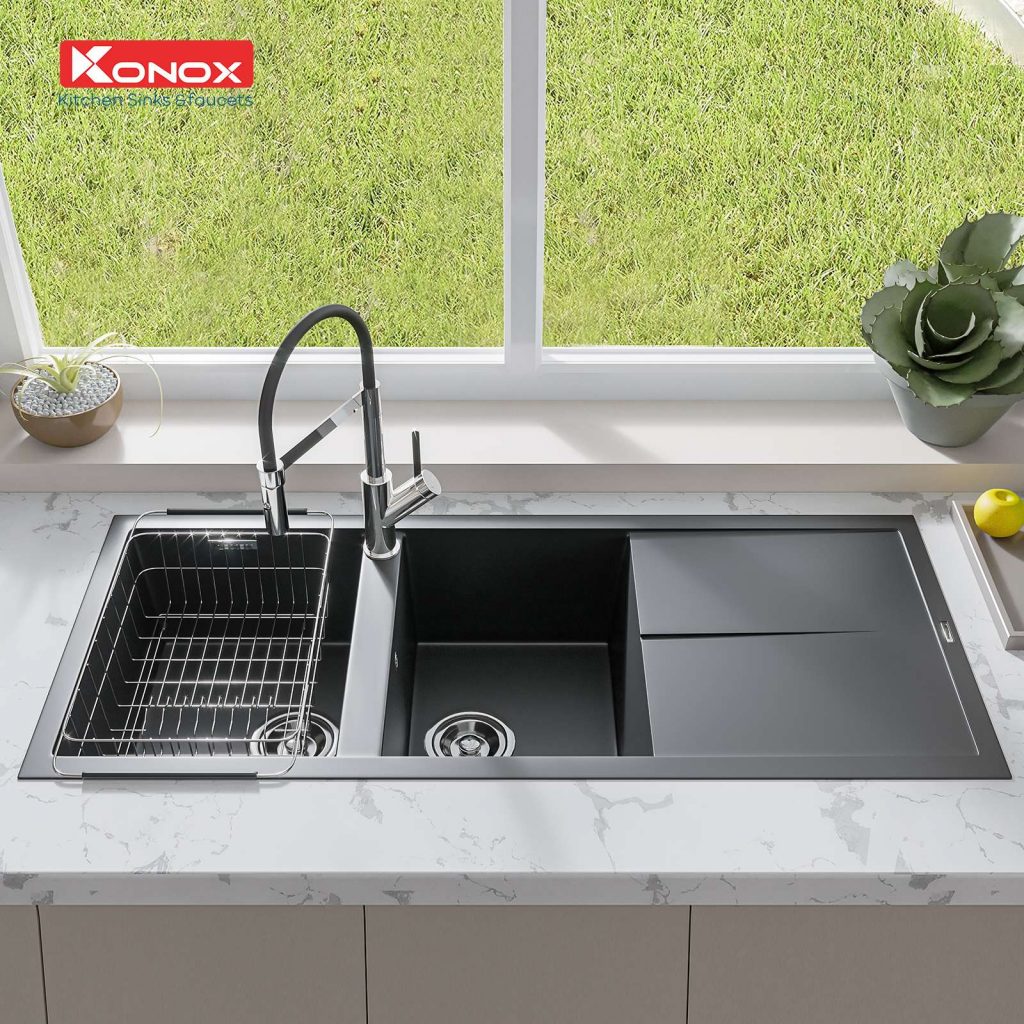 chậu rửa bát granite sink livello smart 1160 black