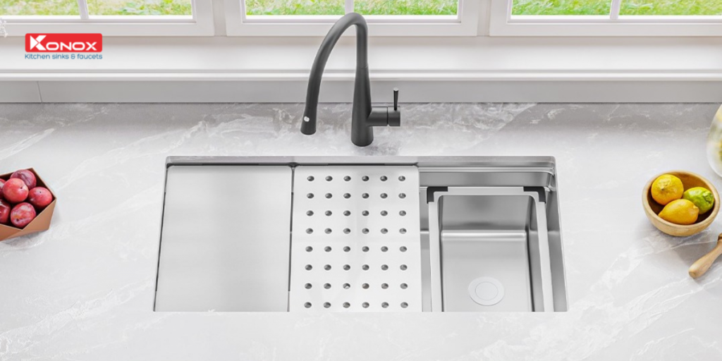 chậu inox 1 hố chống xước 