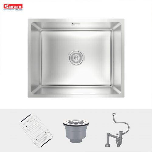 chậu rửa bát 1 hố chống xước Konox KN5444SU Dekor kèm phụ kiện