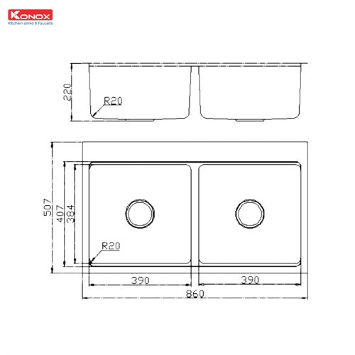 bản vẽ chậu rửa bát KN8651TD Dekor