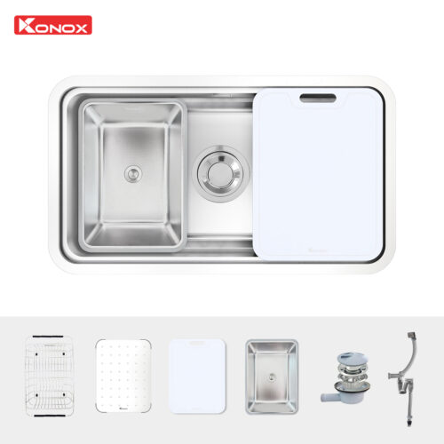 phụ kiện chậu rửa bát 1 hố chống xước Konox KN8347SU Dekor