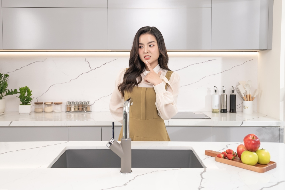 Chậu rửa bát âm bàn đá Konox Naros 860