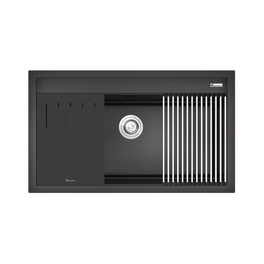 chau-rua-bat-da-terra-860s-black chậu rủa bát đá Konox Terra 860 black