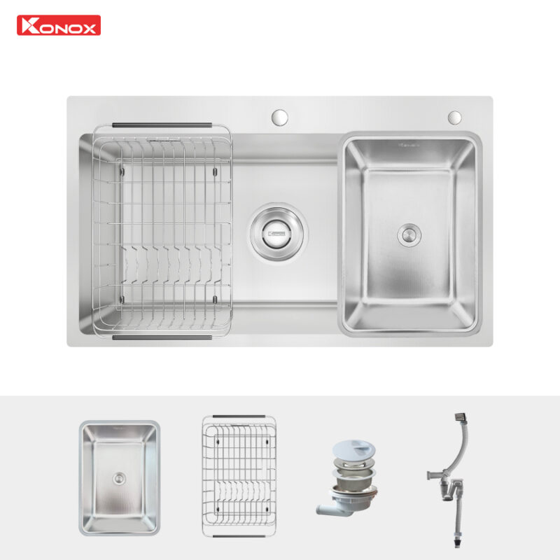 phụ kiện chậu rửa bát 1 hố chống xước Konox KN8248SO Dekor