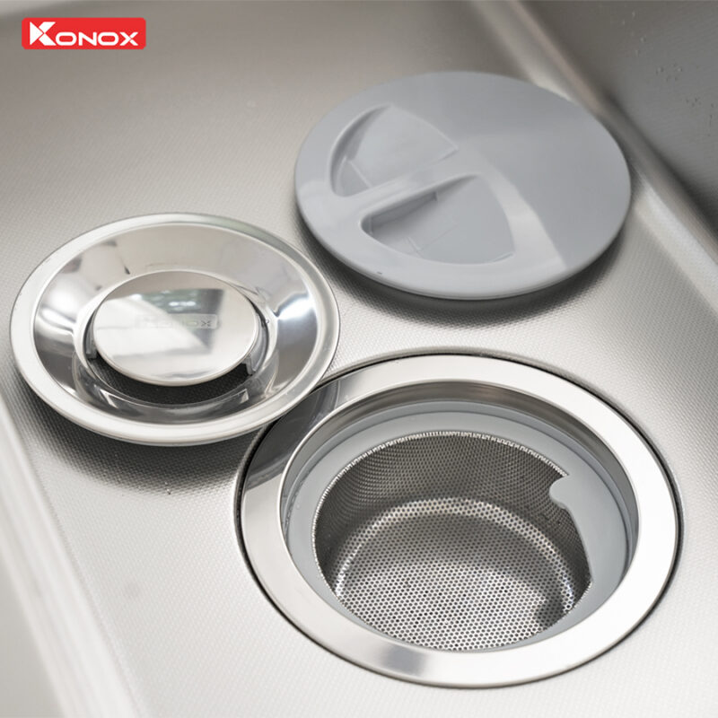 bát rác chậu rửa bát 1 hố inox chống xước Konox KN8751TS Dekor