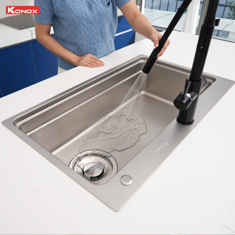 Chậu rửa bát 1 hố chống xước Konox KN8048TS Dekor