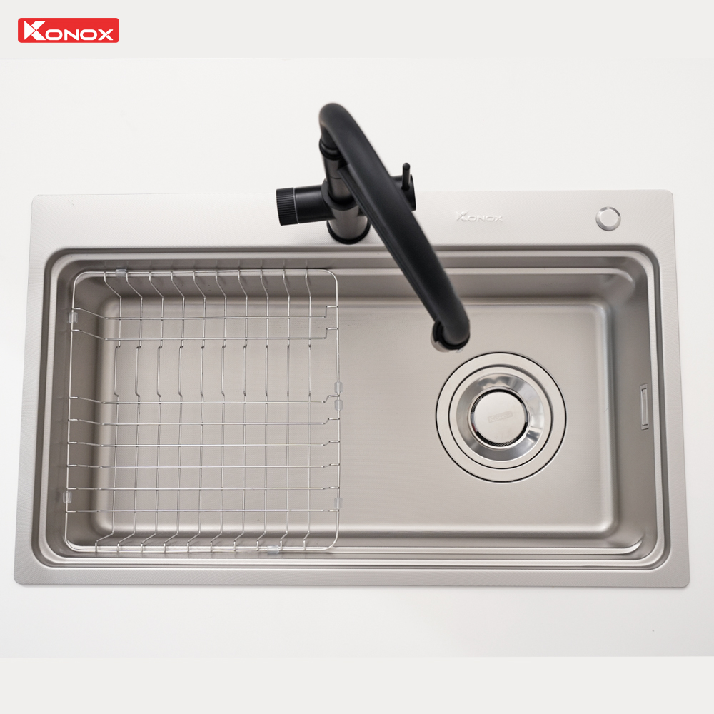 chau-rua-bat-1-ho-chong-xuoc-Konox-KN8048TS-Dekor-7 Chậu rửa bát 1 hố chống xước Konox KN8048TS Dekor
