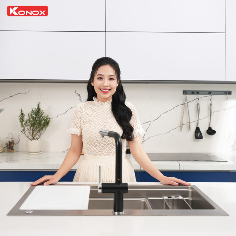 Chậu rửa bát 1 hố chống xước Workstation Sink Konox KN8751TS Dekor