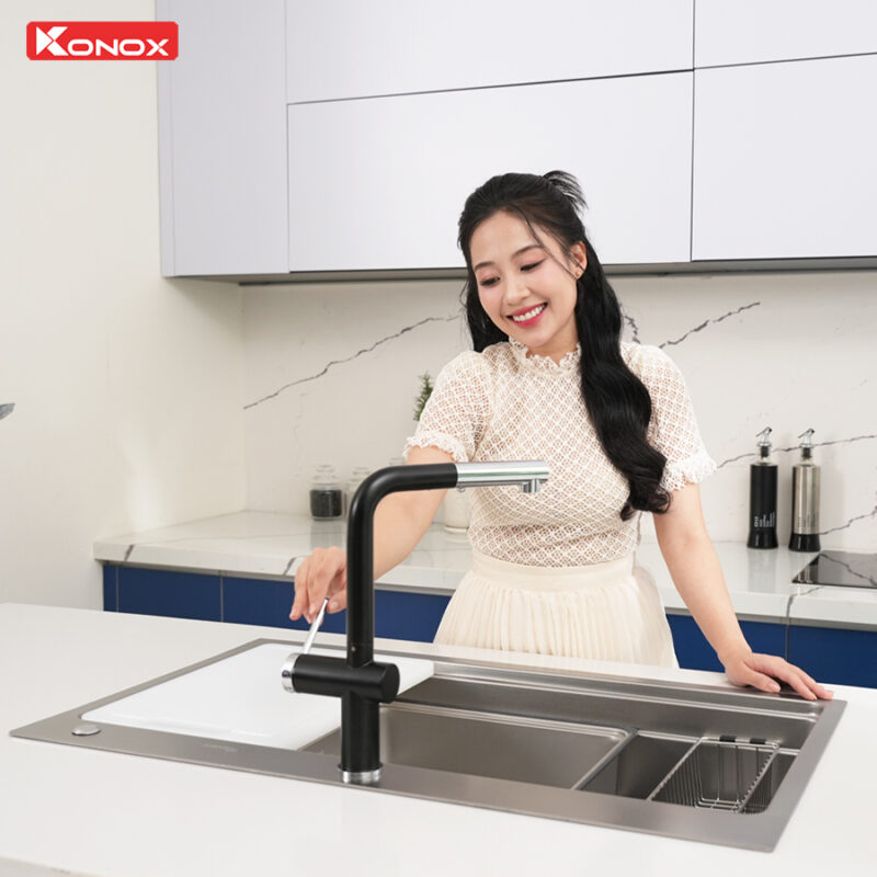 Chậu rửa bát 1 hố chống xước Workstation Sink Konox KN8751TS Dekor