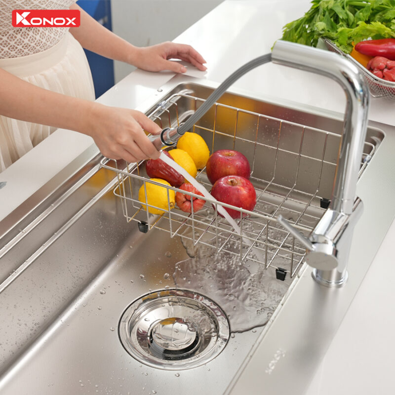 Chậu rửa bát 1 hố inox chống xước Konox KN8751TS Dekor