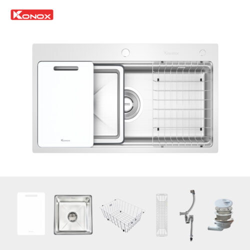 phụ kiện chậu rửa bát 1 hố chống xước Konox KN8751TS Dekor