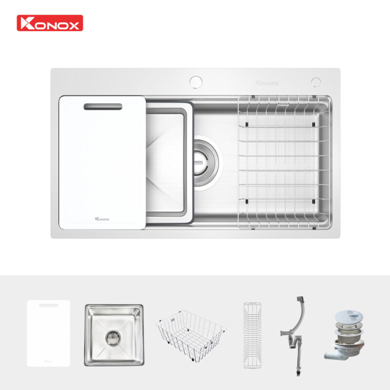phụ kiện chậu rửa bát 1 hố chống xước Konox KN8751TS Dekor