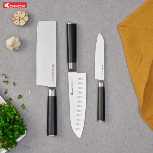 bộ dao làm bếp thép Đức 3 món Konox Alder knife set 2