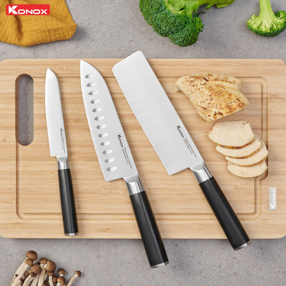 bộ dao làm bếp thép Đức 3 món Konox Alder knife set