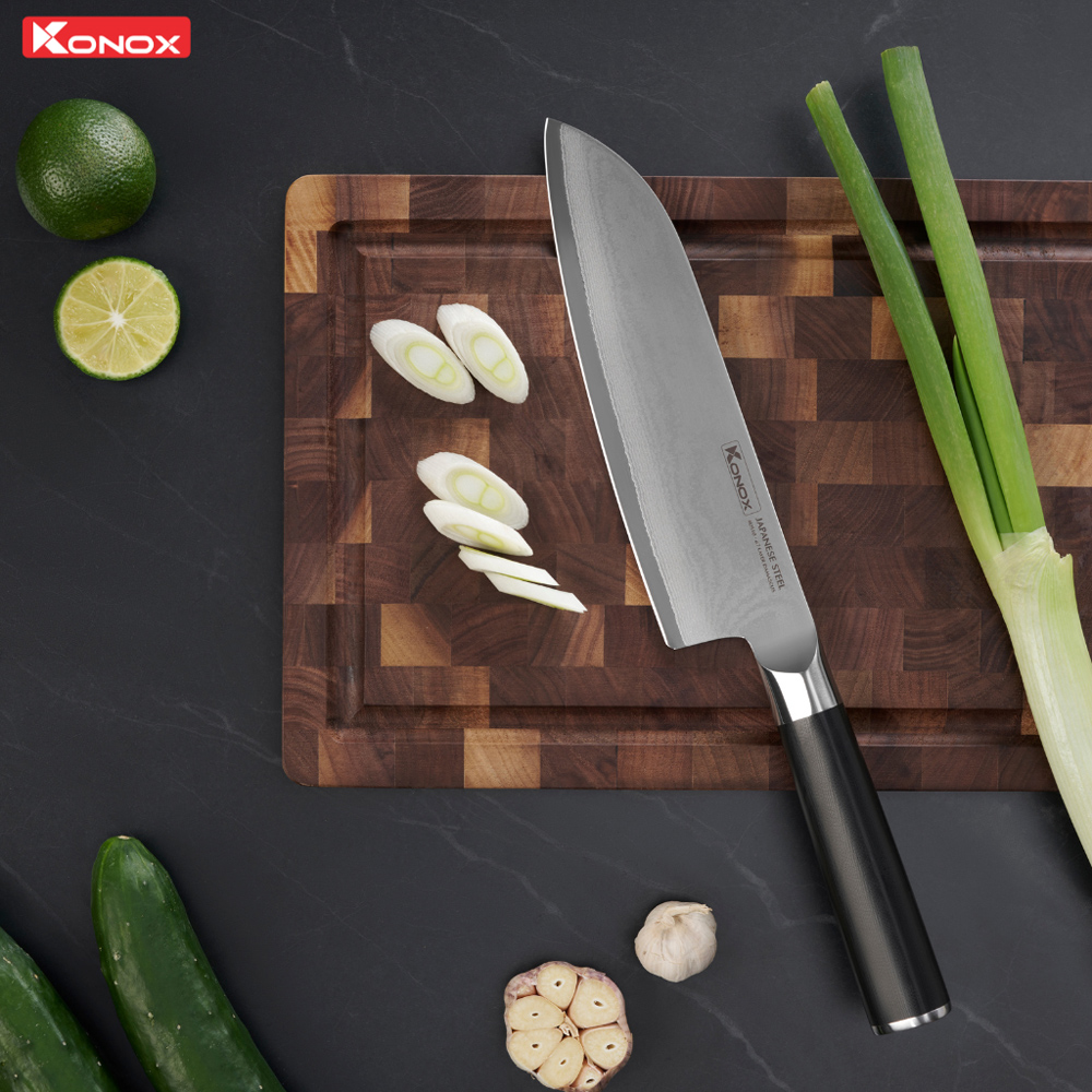 dao-da-nang-thep-Nhat-damascus-Konox-Eiko-Santoku-2 dao đa năng thép Nhật damascus Konox Eiko Santoku