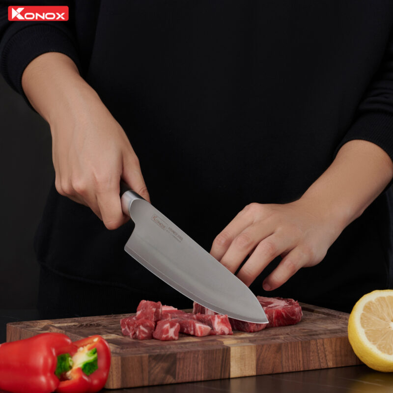 dao đầu bếp thép Nhật damascus Konox Eiko chef knife 2