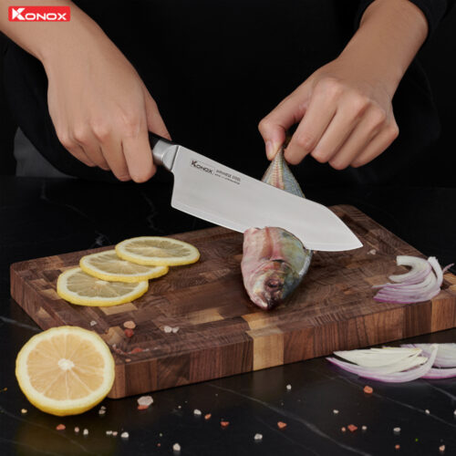 dao thép Nhật damascus Konox Eiko Deba Knife 2