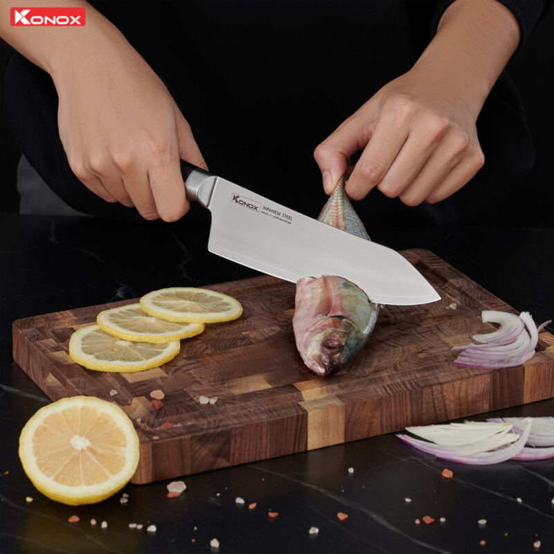 dao thép Nhật damascus Konox Eiko Deba Knife 2