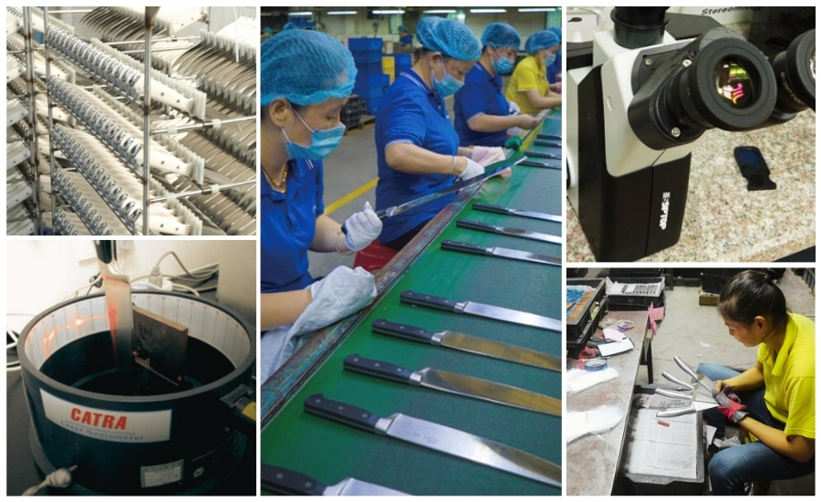quy trình kiểm tra chất lượng sản phẩm dao Konox