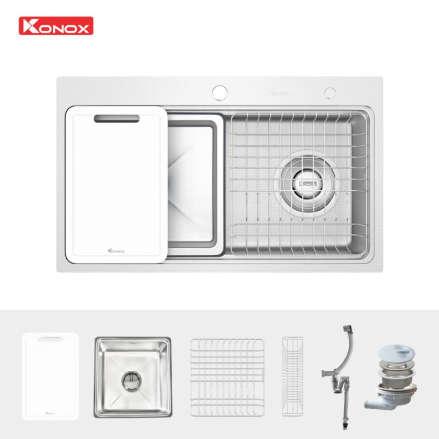 Chậu rửa bát 1 hố chống xước Workstation Sink KN8048TS Dekor