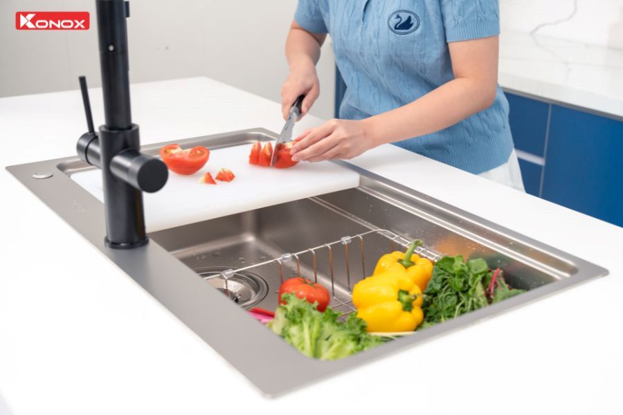 kích thước bồn rửa chén 1 ngăn lớn 80cm KN8048TS Dekor