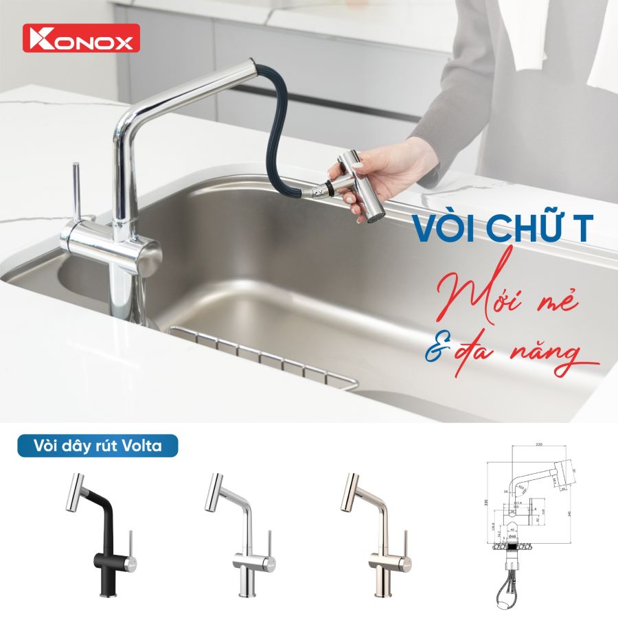 bộ sưu tập vòi dây rút 2025 của Konox - Vòi chữ T
