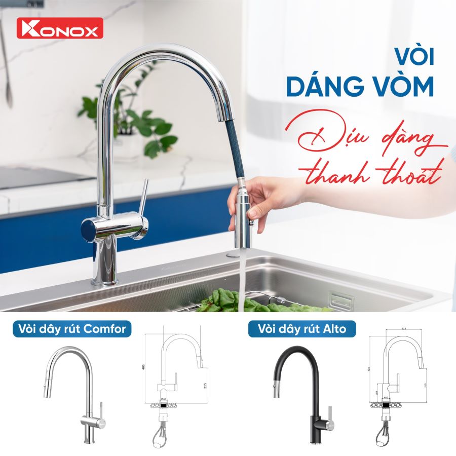 bộ sưu tập vòi dây rút 2025 của Konox - Vòi dáng vòm