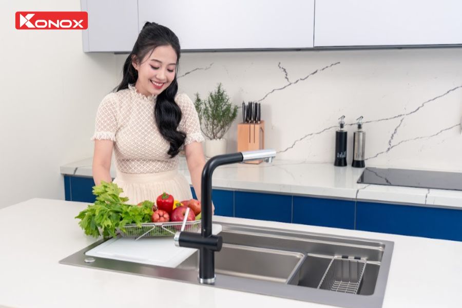 chậu rửa bát chống xước Konox