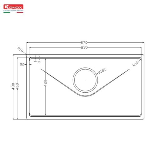 bản vẽ kỹ thuật chậu rửa bát phong cách Nhật bề mặt mịn Tari 8748SM