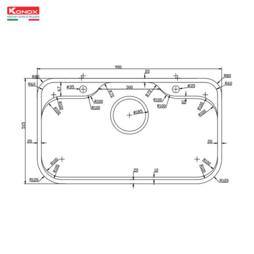 bản vẽ kỹ thuật chậu rửa bát phong cách Nhật bề mặt mịn Tari 9051SM