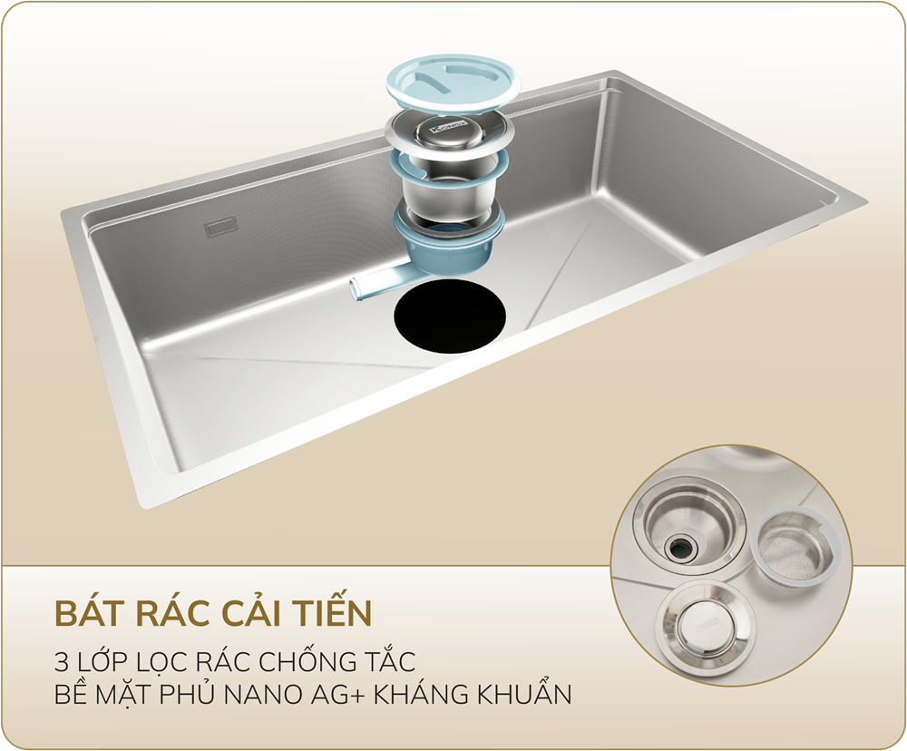 Chậu Tari có bát rác cải tiến kháng khuẩn