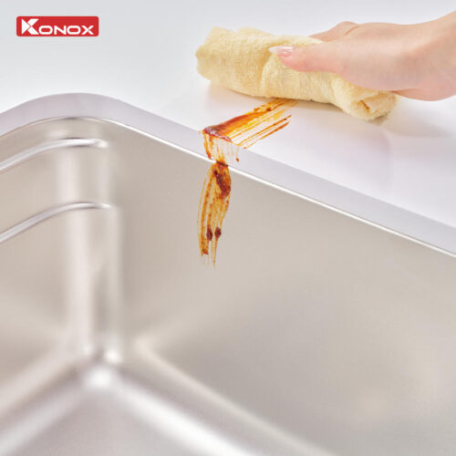chậu rửa bát inox 1 hố bề mặt mịn Konox R50 Tari 8047SU