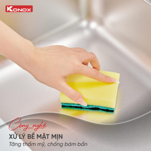 chậu rửa bát inox 1 hố bề mặt mịn Konox R50 Tari 8047SU