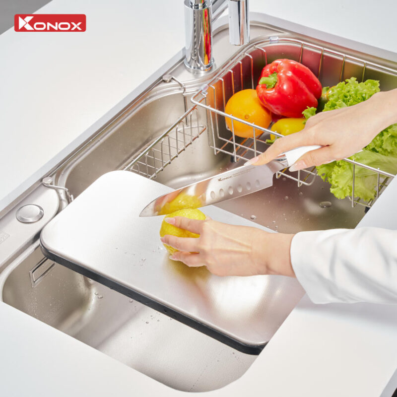 Thái đồ trên thớt chậu Dekor 8048SU