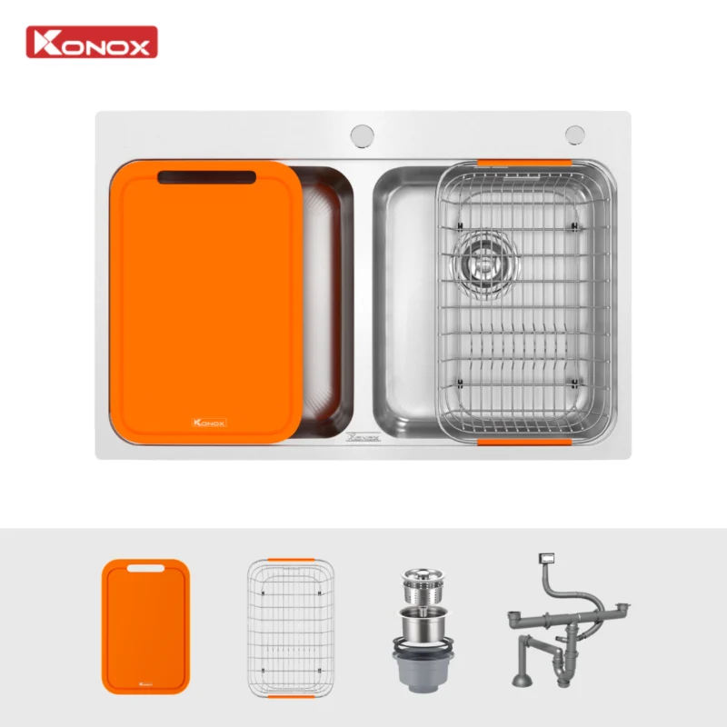 Ảnh chậu rửa bát 7851 và phụ kiện đi kèm