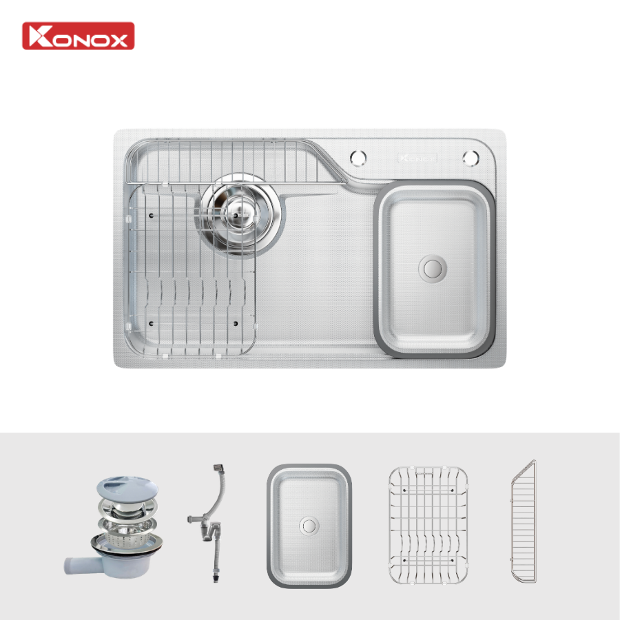 Chậu rửa bát inox 1 hố chống xước Dekor 8250TS