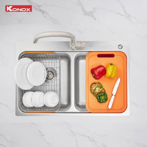 Chậu rửa bát 2 hố cân r50 Tari 7851TD