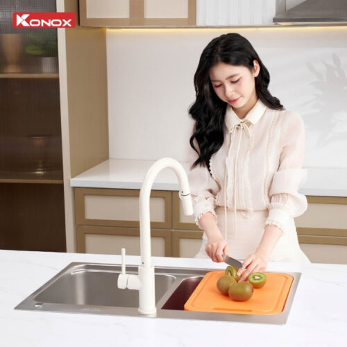 Chậu rửa bát 2 hố lệch R50 Tari 8251TD