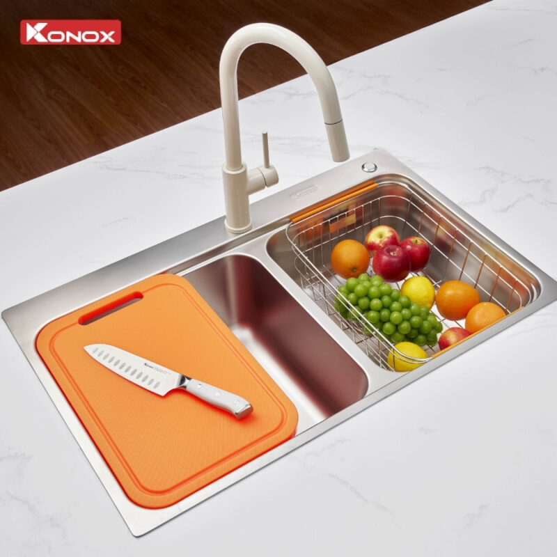 Chậu rửa bát 2 hố lệch R50 Tari 8251TD